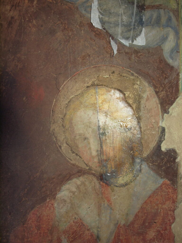 restauro degli affreschi prova di pulitura: 2 fase