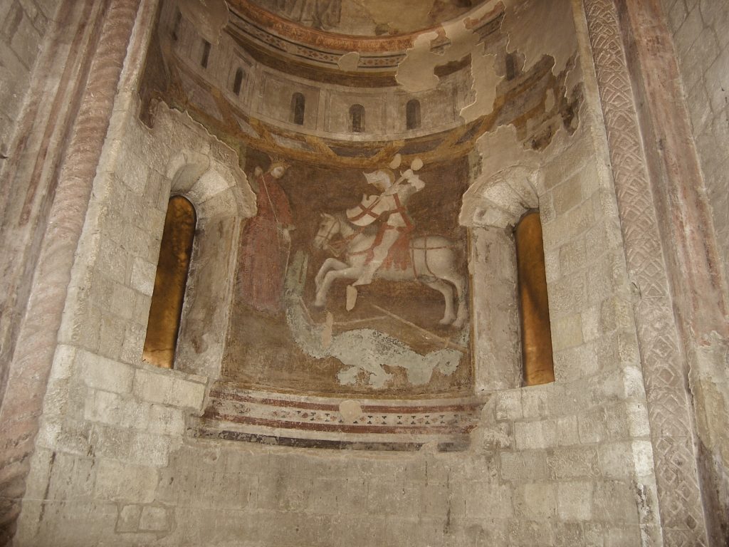restauro degli affreschi affresco di san Giorgio e il Drago
